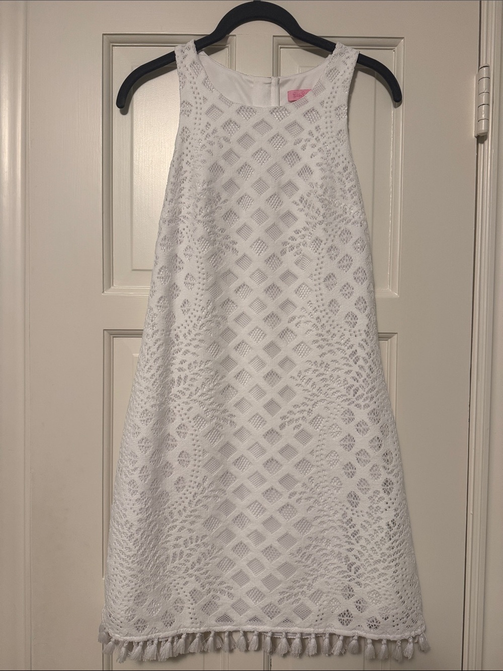 Lilly Pulitzer White Lace Tassel Shift Dress